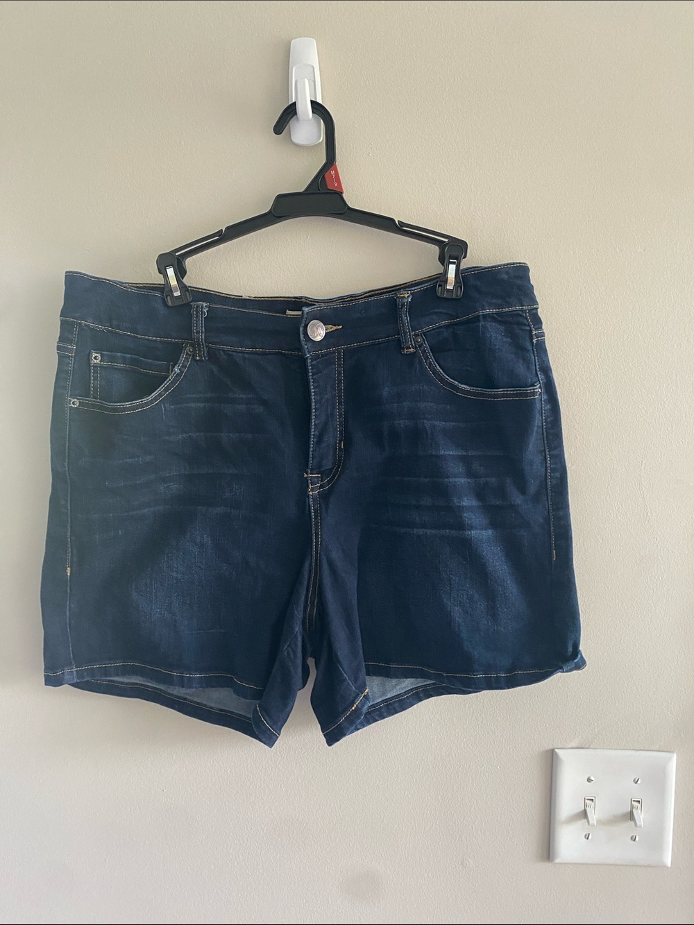 Women's Dark Blue Denim Jean Shorts - Classic Casual Cut
